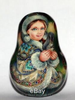 Christmas roly poly author bell art doll Russian Snow Maiden girl no nesting