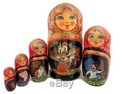 Collectible Russian Hand Painted Matryoshka Doll Fairy Tales HIGH QUALITY 7
