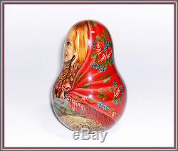 Collectible Russian Roly Poly Nesting Doll Matryoshka Ryzhik Artist Signature