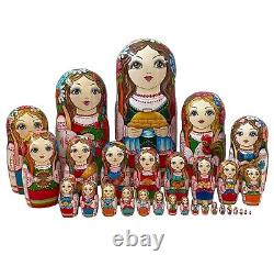Collectible doll Ukrainian Girls in National Outfit Big Size Nesting Doll 20pcs