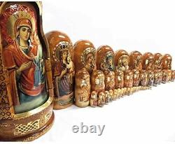 (D) Russian Souvenirs Icons of The Virgin Mary 50 PC Nested Matrushka Doll