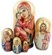(d) Russian Souvenirs Nesting Dolls With Icons Matryoshka Wood Nested Set 5 Pc
