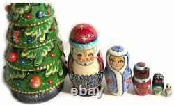 (D) Russian Souvenirs Tree Nesting Dolls Matryoshka Wood Stacking Nested Set 6pc