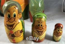 Disney Snow White & Seven Dwarfs Vintage Handmade Russian Nesting Doll Set