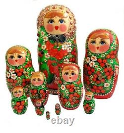 Dolls Russian Nesting With Strawberries 10 Pièces Painted At Hand By Vasilkova