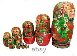 Dolls Russian Nesting With Strawberries 10 Pièces Painted At Hand By Vasilkova