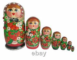 Dolls Russian Nesting With Strawberries Matryoshka Painted At Hand By Vasilkova