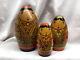 Exremely Rare Vintage Russian Nesting Dolls Folk Art Asian Wooden Aiguel Wood 3p