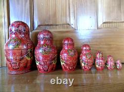 Euc Vintage Hand Painted Russian Nesting Dolls Matryoshka Sergiev Posad 7 Pcs 8