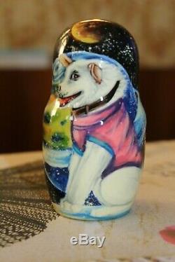Exclusive 5 in 1 Belka+Strelka Nesting Dolls USSR Space Dogs Russian Matryoshka