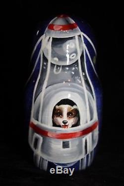 Exclusive! 5 in 1 Nesting Dolls Soviet Space Dog Laika Russian Matryoshka