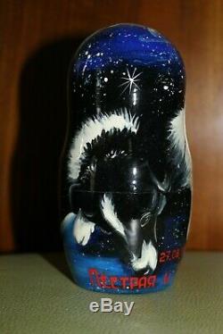Exclusive 7 in 1 Space animals Nesting Dolls USSR Space Dogs Russian Matryoshka