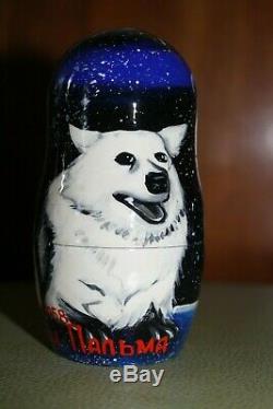 Exclusive 7 in 1 Space animals Nesting Dolls USSR Space Dogs Russian Matryoshka