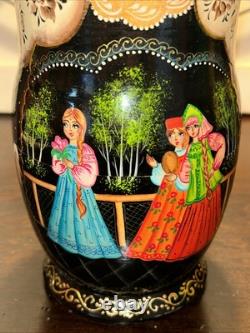 Exquisite Russian Matryoshka Folklore Handmade 7 Pce Nesting Doll Signed