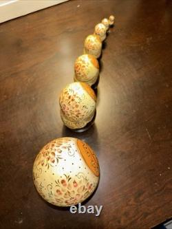 Exquisite Russian Matryoshka Folklore Handmade 7 Pce Nesting Doll Signed