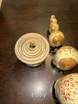 Exquisite Russian Matryoshka Folklore Handmade 7 Pce Nesting Doll Signed