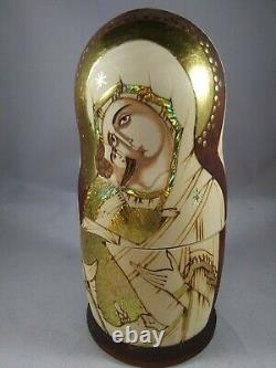 FIVE (5) RELIGIOUS RUSSIAN MOSCOW Nesting Dolls 5 BEAUTIFUL ARTWORK SIGNED