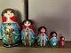 Fairy Tales Hand Painted Nesting Russian Dolls 5 Pc Signed Abt. Ubamoba Mint