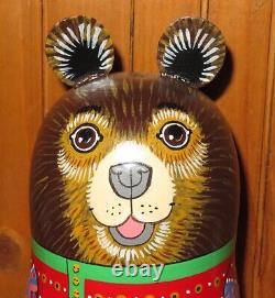 Fairy tale Three Bears & Goldilocks Nesting Russian Dolls Matryoshka 4 signed