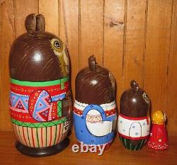 Fairy tale Three Bears & Goldilocks Nesting Russian Dolls Matryoshka 4 signed