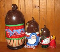 Fairy tale Three Bears & Goldilocks Nesting Russian Dolls Matryoshka 4 signed