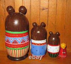 Fairy tale Three Bears & Goldilocks Nesting Russian Dolls Matryoshka 4 signed