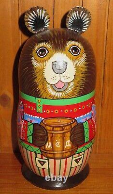 Fairy tale Three Bears & Goldilocks Nesting Russian Dolls Matryoshka 4 signed