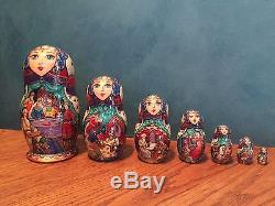 Fine Art, Matryoshka, Russian Nesting Dolls, Signed By Artist, 1998, 7 Pieces