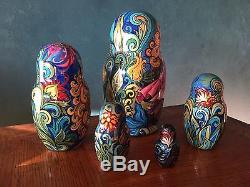 Fine Art, One Of A Kind, Rare Semi-nude Russian Nesting Dolls, Signed By Artist