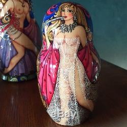 Fine Art, One Of A Kind, Rare Semi-nude Russian Nesting Dolls, Signed By Artist