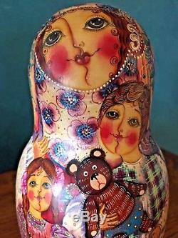Fine Art, Unique Matryoshka, Russian Nesting Dolls, Signed By Artist, 5 Pieces