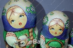 Gorgeous Author's Russian Matryoshka Babushka 10 Big Nesting Doll 10pcs