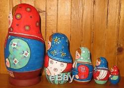 Genuine OOAK Russian nesting dolls 5 HAND PAINTED Matt Babushka RYABOVA signed