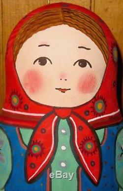 Genuine OOAK Russian nesting dolls 5 HAND PAINTED Matt Babushka RYABOVA signed