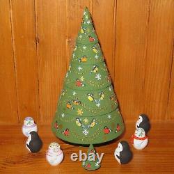 Genuine Russian KOROBEINIKI 8 nesting dolls MATT CHRISTMAS TREE Snowman Mitina