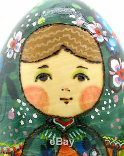 Genuine Russian nesting dolls 5 HAND PAINTED EGG Martryoshka Teddy TOYS RYABOVA