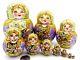 Genuine Russian Nesting Dolls Gold Lilac Pyrography Big Matrioshka 10 Mamayeva