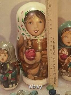 Gift Matryoshka Wooden Doll Nesting Doll Winter Fairy Tale 7 pieces Vintage 2
