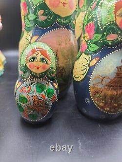 Gorgeous 10 Piece Nesting Dolls, Russian Landmarks all Hand Painted