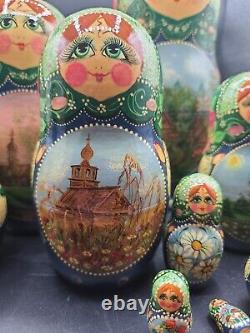 Gorgeous 10 Piece Nesting Dolls, Russian Landmarks all Hand Painted