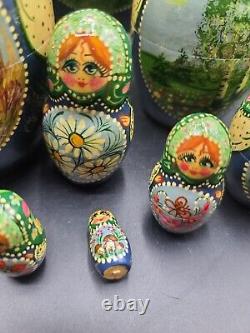 Gorgeous 10 Piece Nesting Dolls, Russian Landmarks all Hand Painted