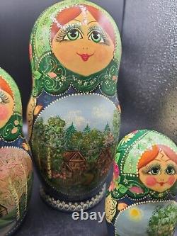 Gorgeous 10 Piece Nesting Dolls, Russian Landmarks all Hand Painted