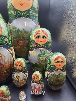 Gorgeous 10 Piece Nesting Dolls, Russian Landmarks all Hand Painted