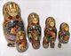 Gorgeous 9 Pc Russian Nesting Dolls Carved Gold Leaf Signed Lacquer Matryoshka