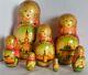 Great Detailed Russian Matryoshka Nesting Dolls Signed 7 Piece Gold Accents