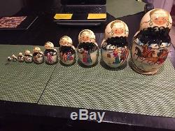 Hand Painted 10 Pce Russian Matryoshka Nesting Dolls 9.25 Made In Russia Signed