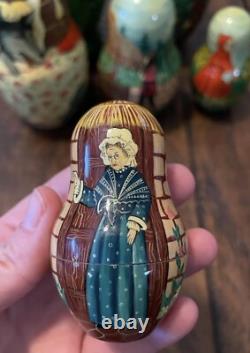 Hand Painted Little Red Riding Hood Russian Nesting Doll Fairy Tale