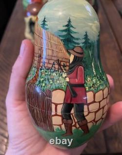 Hand Painted Little Red Riding Hood Russian Nesting Doll Fairy Tale