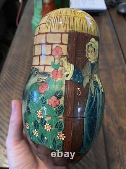 Hand Painted Little Red Riding Hood Russian Nesting Doll Fairy Tale