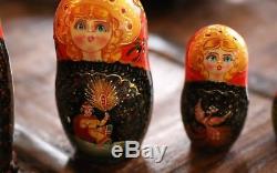 Hand Painted Matryoshka From Moscow 5 Piece Russian Nesting Wooden Doll